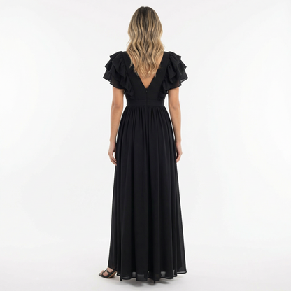 Vestido largo mujer con volantes estilo elegante