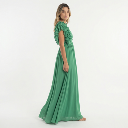 Vestido largo mujer con volantes estilo elegante