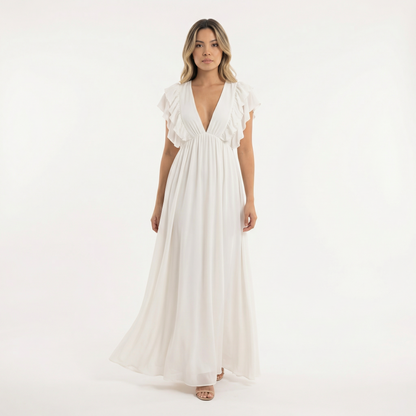 Vestido largo mujer con volantes estilo elegante