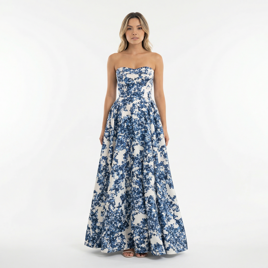 Vestido Largo Mujer Estampado Floral Ajuste Elegante - Mavetta