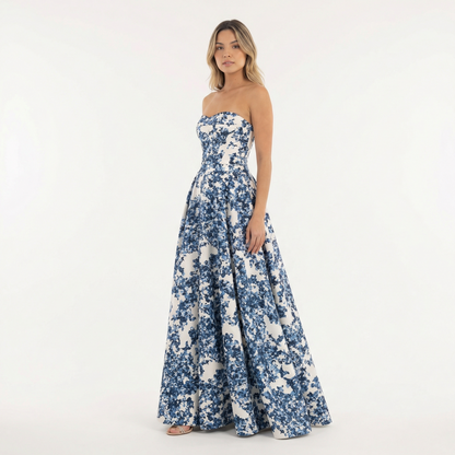 Vestido Largo Mujer Estampado Floral Ajuste Elegante