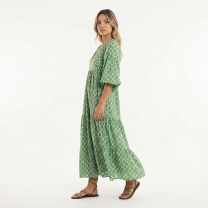 Vestido Largo Mujer Estampado Estilo Boho