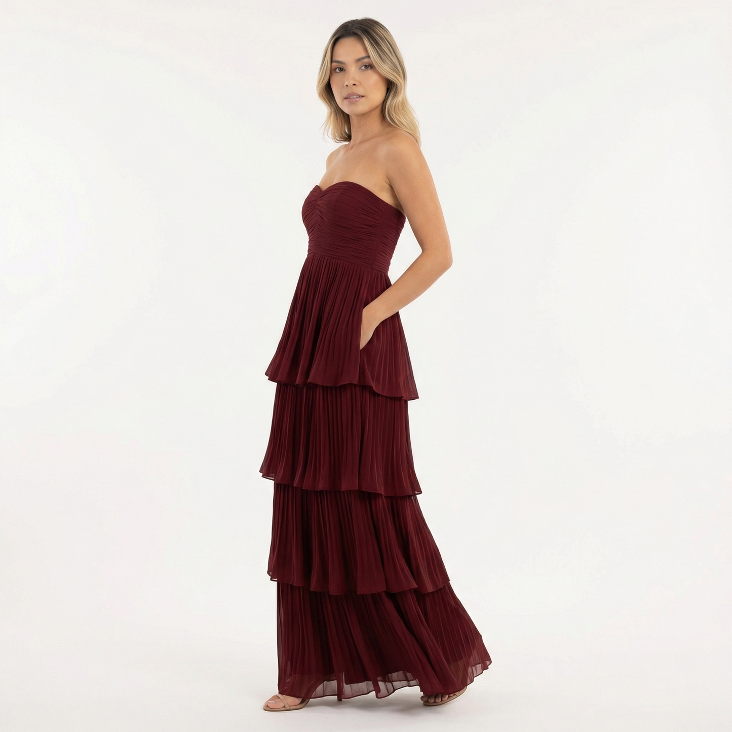 Vestido Largo Mujer Palabra de Honor Ajuste Ceñido