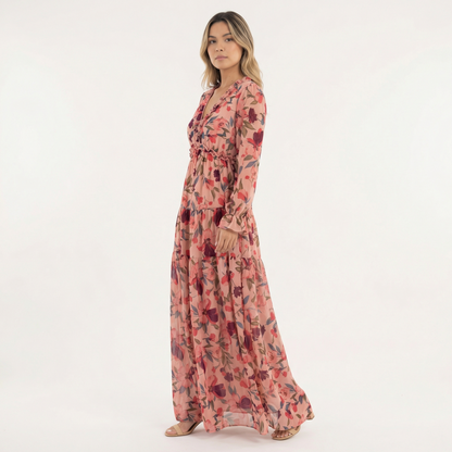 Vestido Largo Mujer Estampado Floral Bohemio