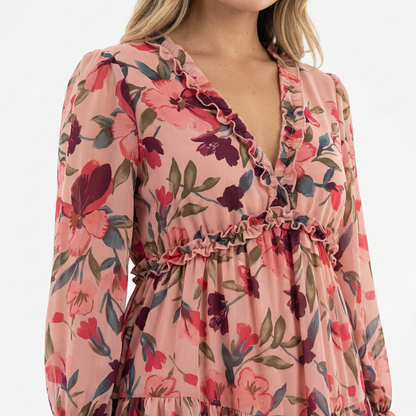 Vestido Largo Mujer Estampado Floral Bohemio