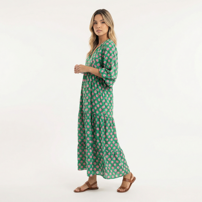 Vestido Largo Mujer Estampado Estilo Boho