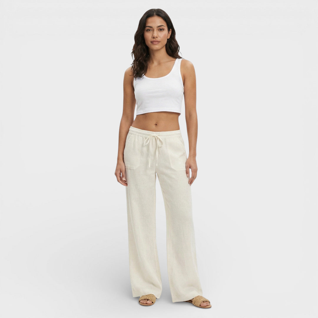 Pantalones Mujer de Lino Cintura Elástica - Mavetta