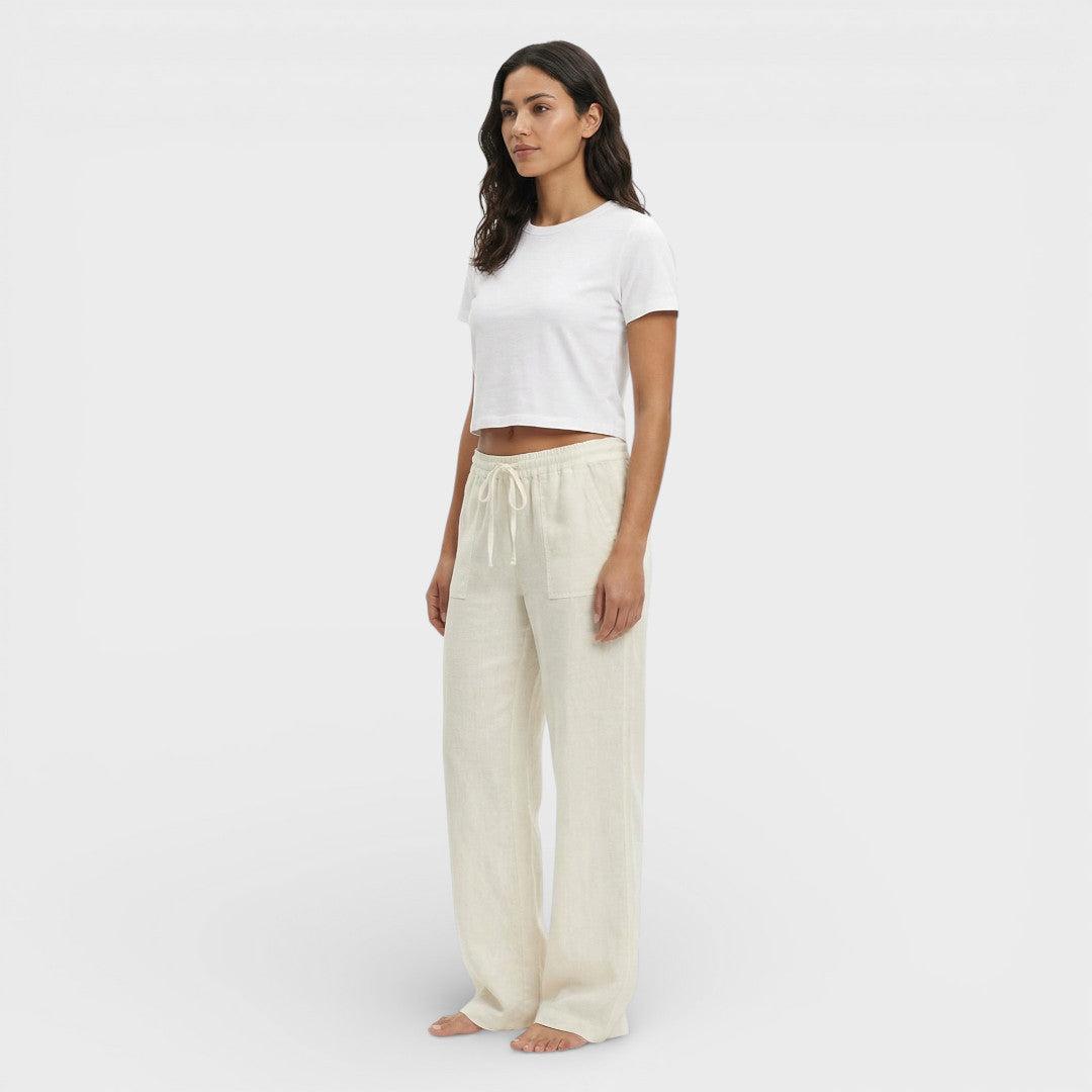 Pantalones Mujer de Lino Cintura Elástica