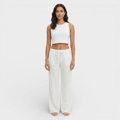 Pantalones Mujer de Lino Cintura Elástica