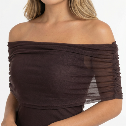 Vestido Largo Mujer de Chifón Hombros Caídos