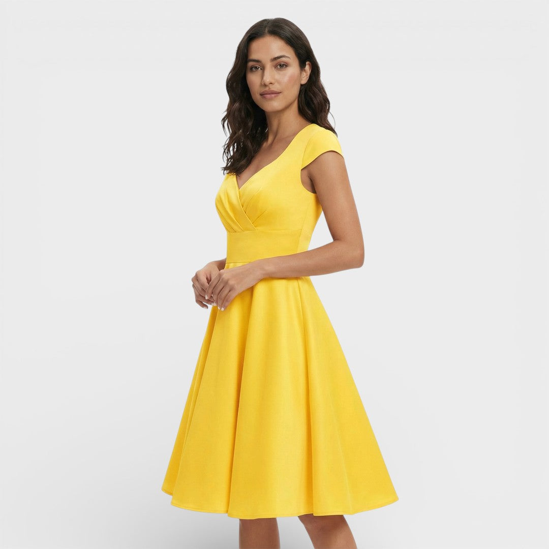 Vestido Midi Rosa Retro Cóctel