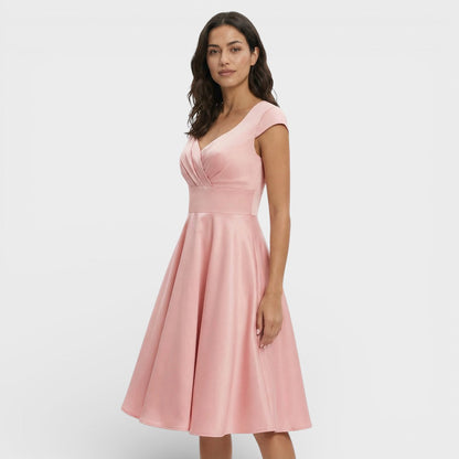 Vestido Midi Rosa Retro Cóctel
