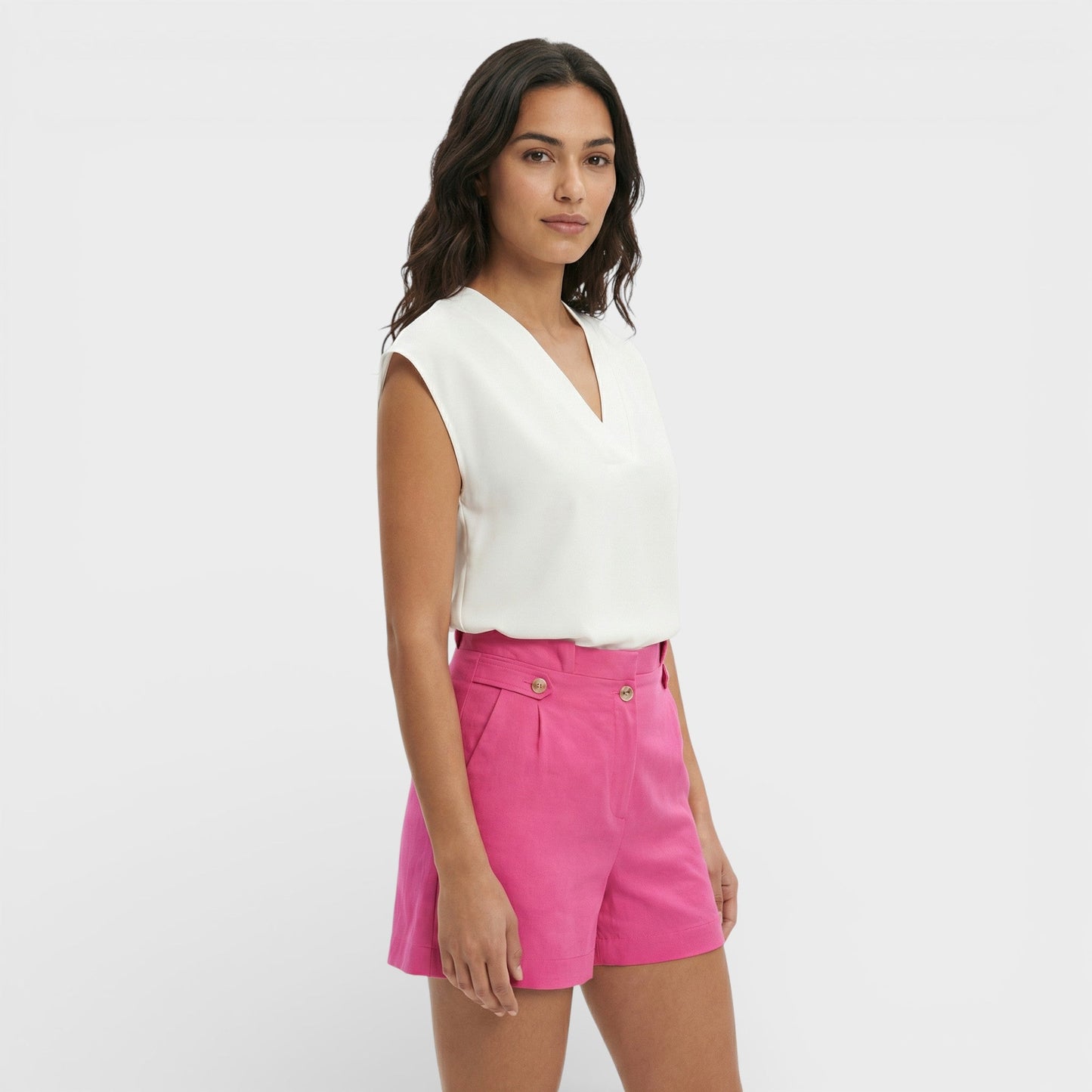 Camiseta Mujer Escote en V Ajuste Slim