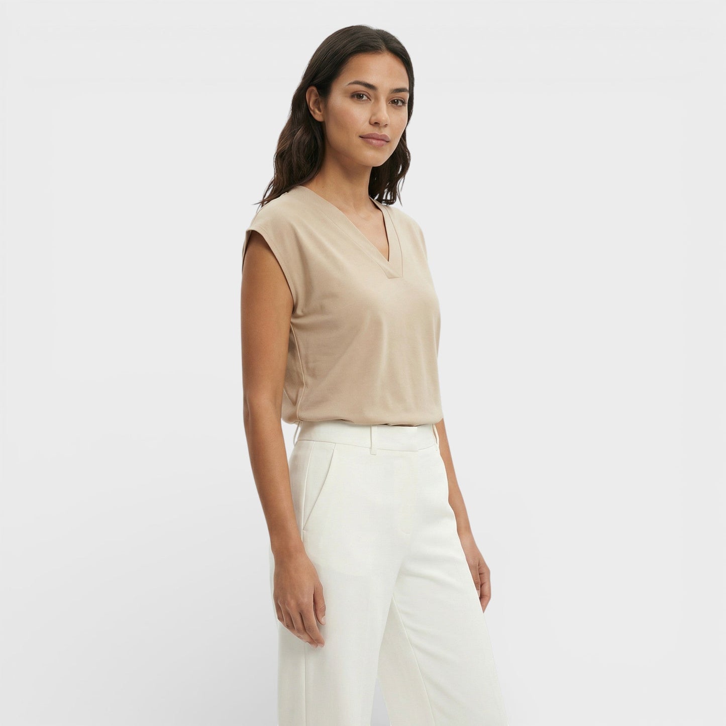 Camiseta Mujer Escote en V Ajuste Slim