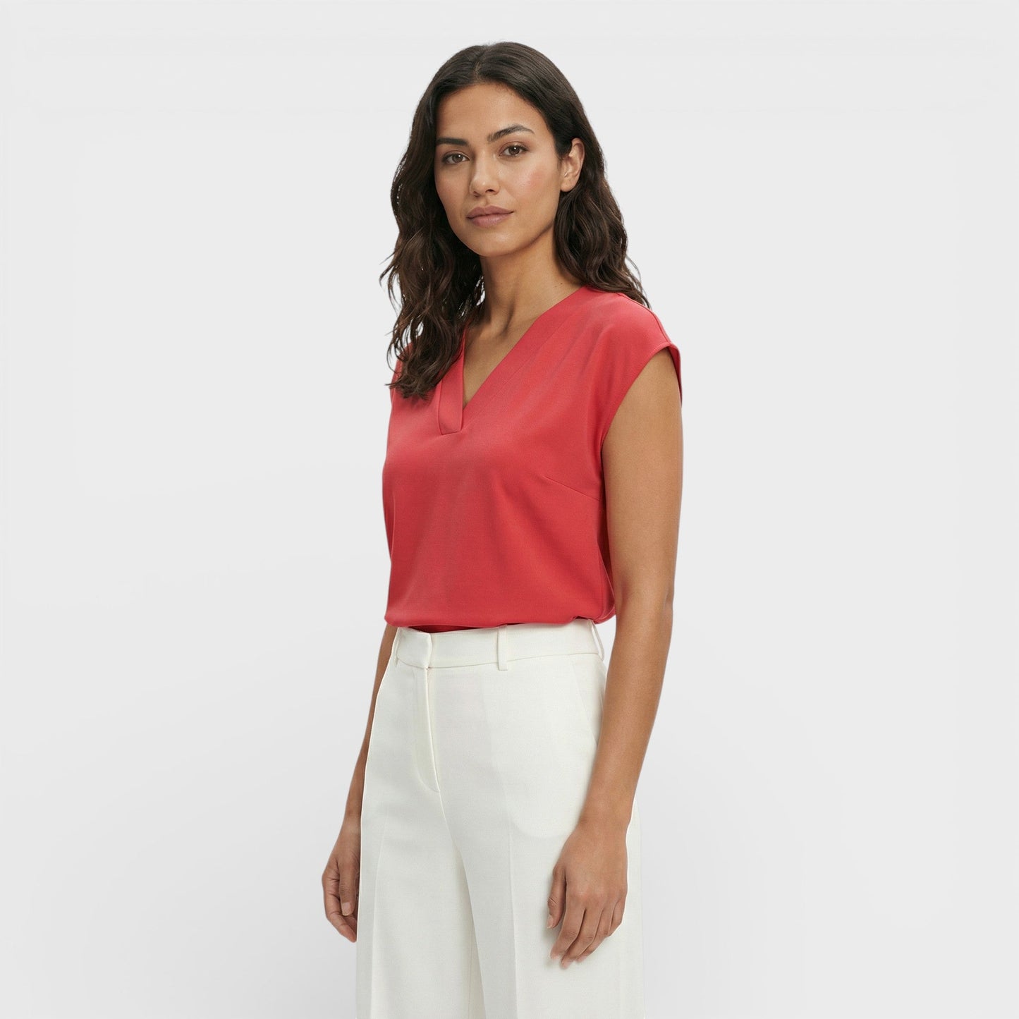 Camiseta Mujer Escote en V Ajuste Slim