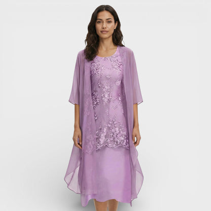 Vestido Midi Mujer Dos Piezas Ajuste Elegante