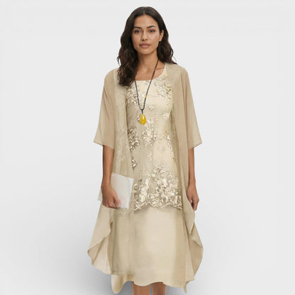 Vestido Midi Mujer Dos Piezas Ajuste Elegante