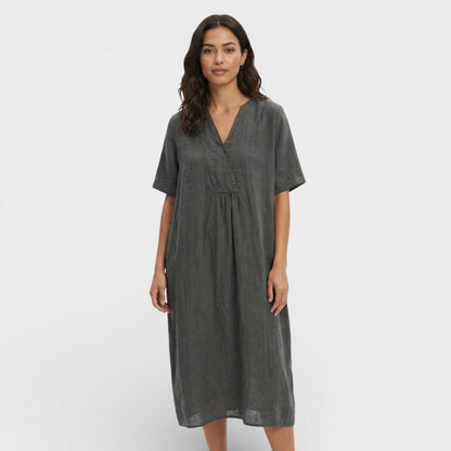 Vestido midi mujer de algodón y lino