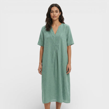 Vestido midi mujer de algodón y lino