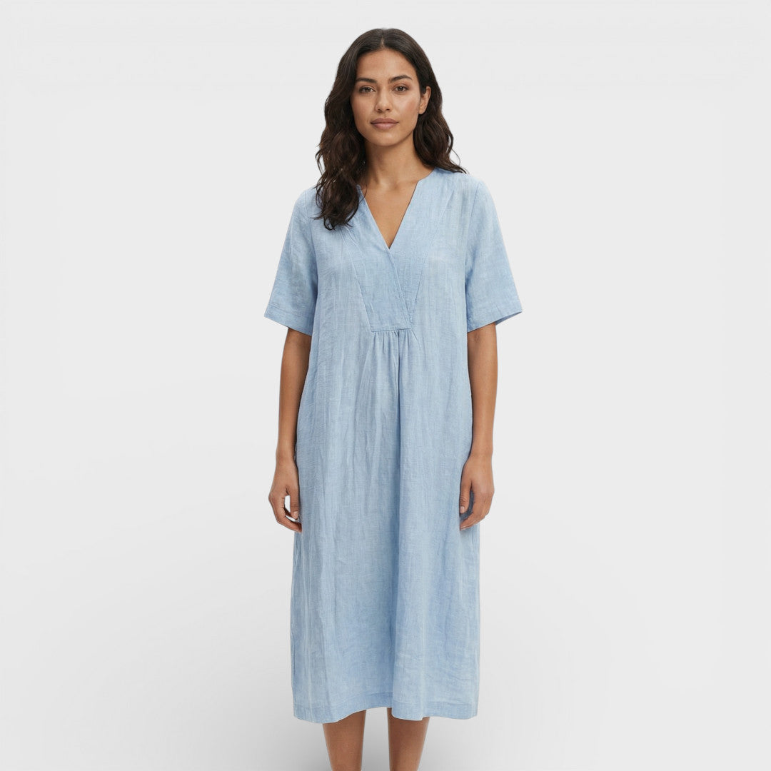 Vestido midi mujer de algodón y lino