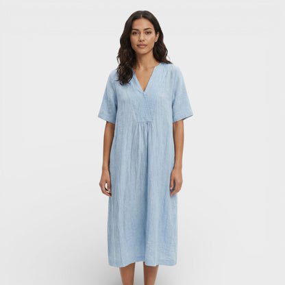 Vestido midi mujer de algodón y lino