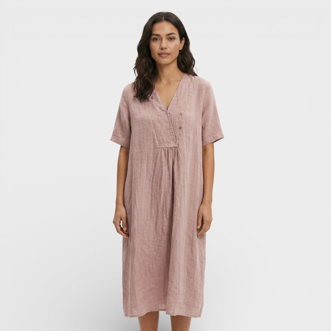 Vestido midi mujer de algodón y lino - Mavetta