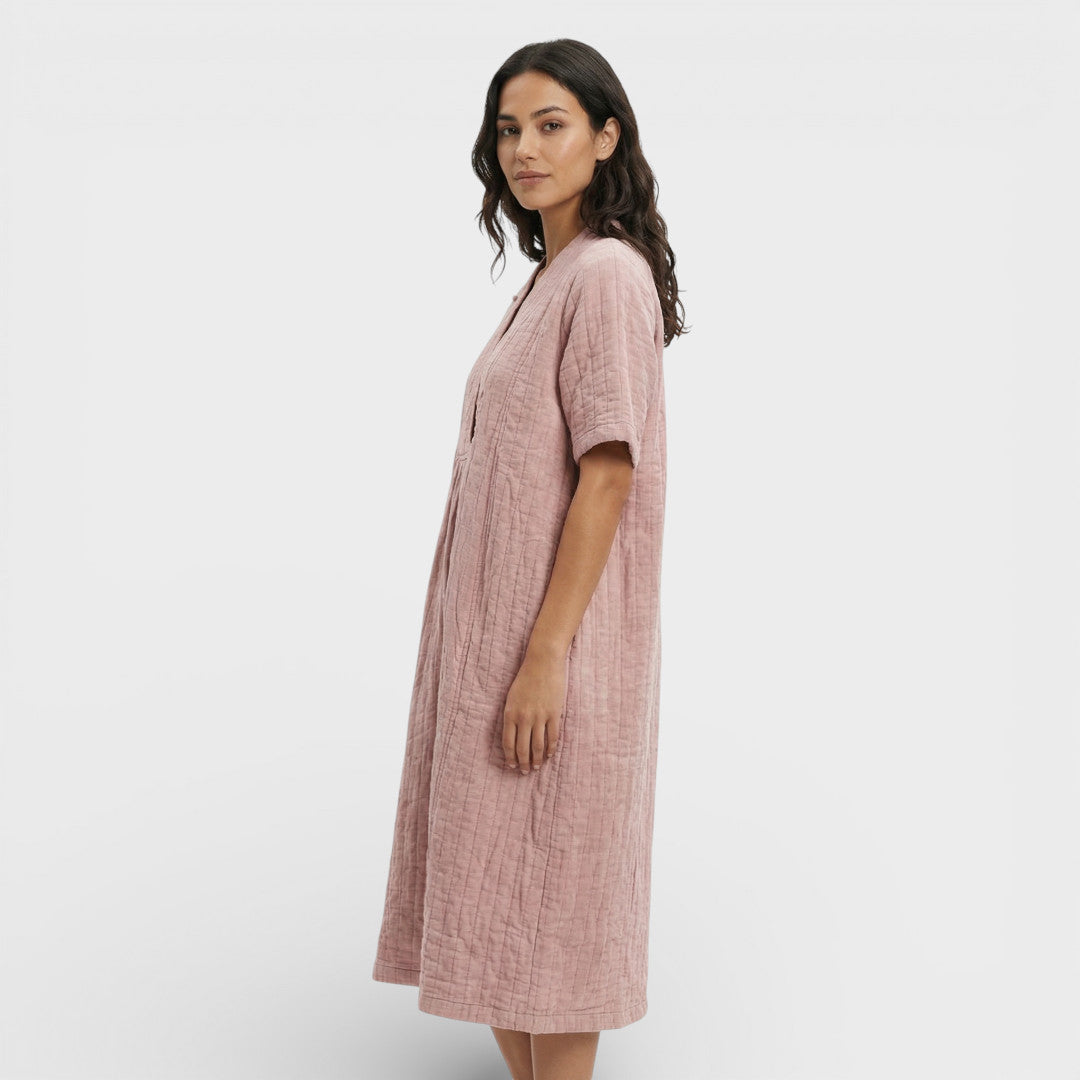 Vestido midi mujer de algodón y lino