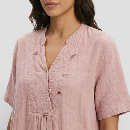 Vestido midi mujer de algodón y lino