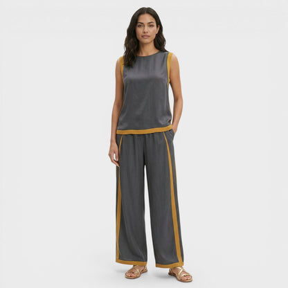 Conjunto Dos Piezas Mujer Diseño Bloques Ajuste Casual - Mavetta