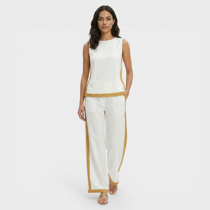 Conjunto Dos Piezas Mujer Diseño Bloques Ajuste Casual