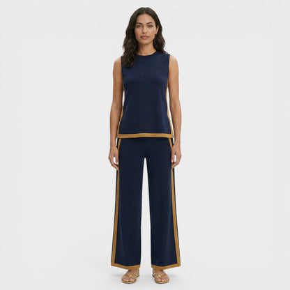 Conjunto Dos Piezas Mujer Diseño Bloques Ajuste Casual