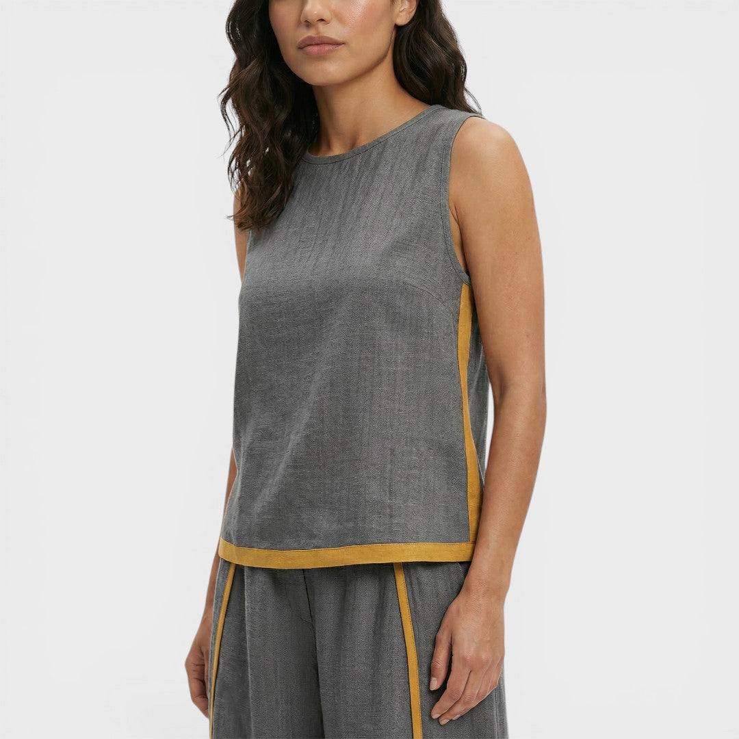 Conjunto Dos Piezas Mujer Diseño Bloques Ajuste Casual