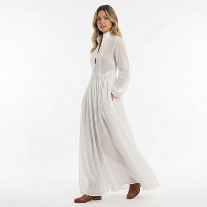 Vestido Largo Mujer Algodón Lino Minimalista