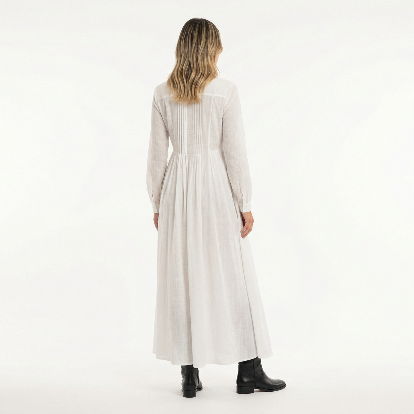 Vestido Largo Mujer Algodón Lino Minimalista