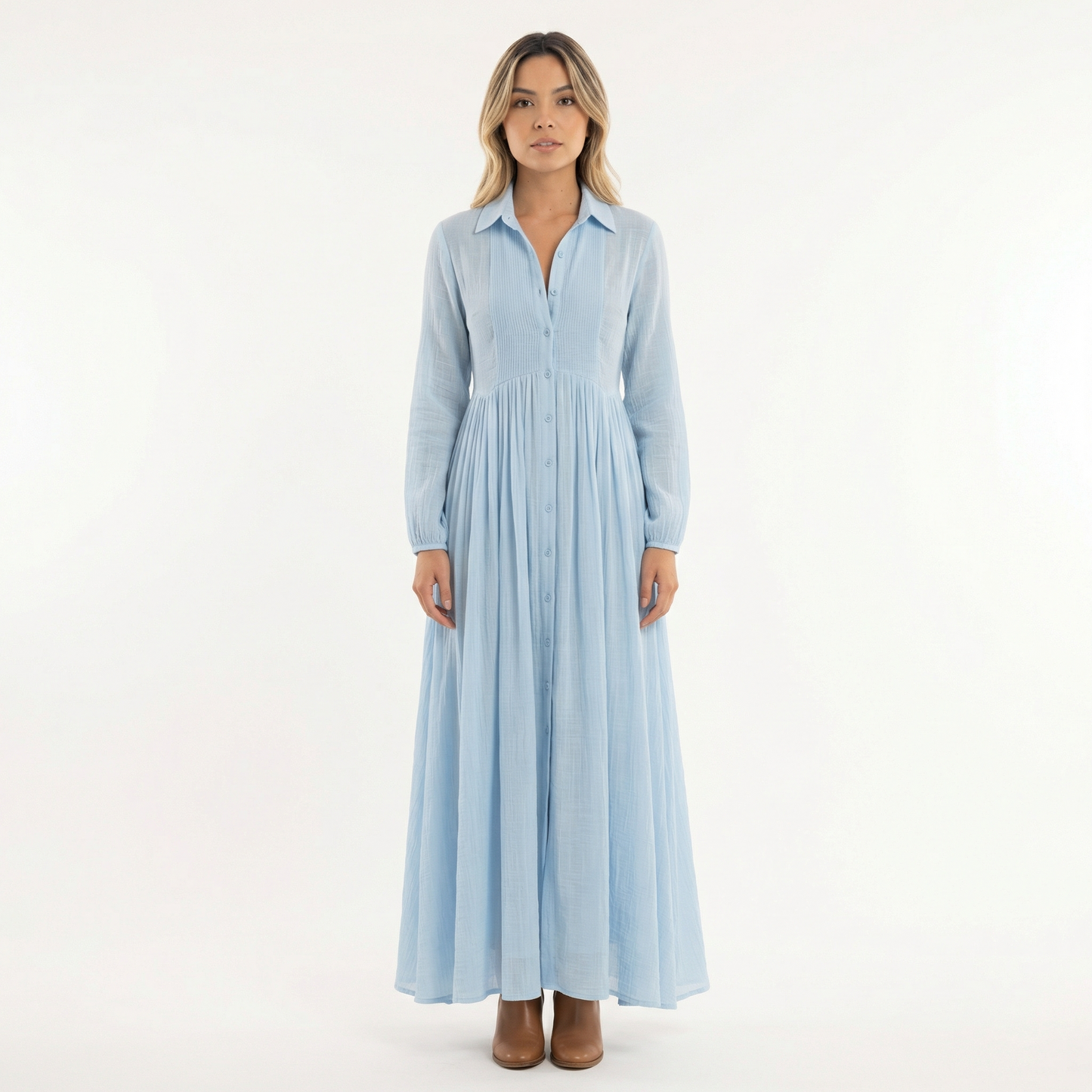Vestido Largo Mujer Algodón Lino Minimalista