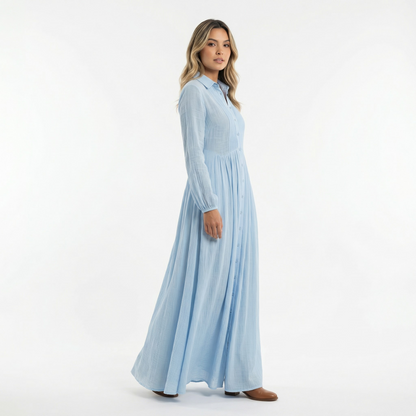 Vestido Largo Mujer Algodón Lino Minimalista