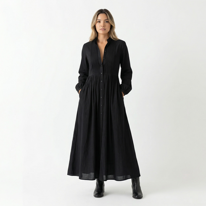 Vestido Largo Mujer Algodón Lino Minimalista