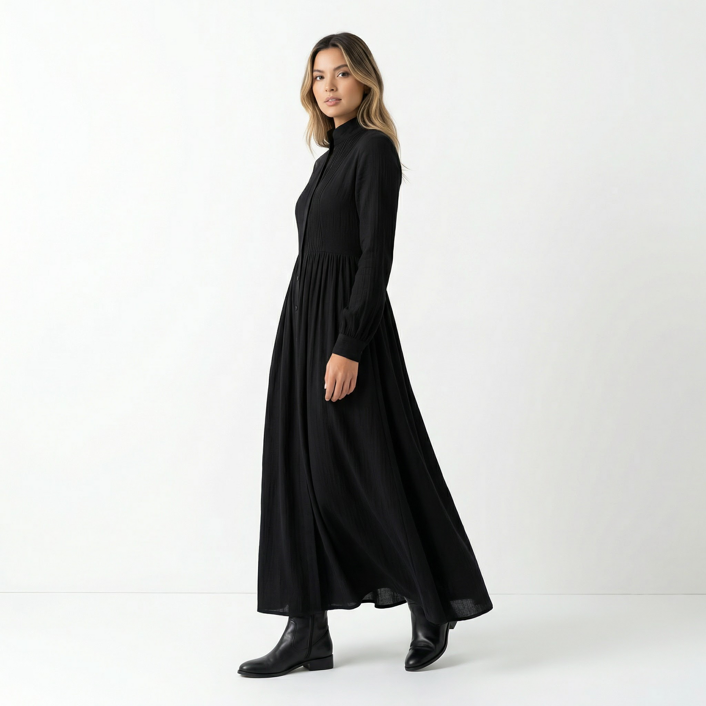 Vestido Largo Mujer Algodón Lino Minimalista