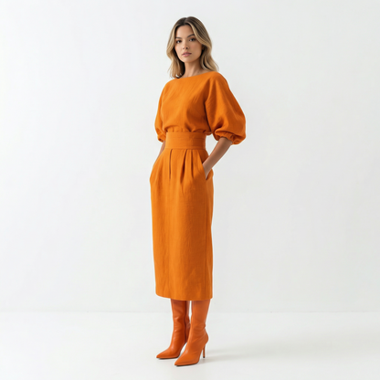 Vestido Midi Mujer Ajuste Elegante