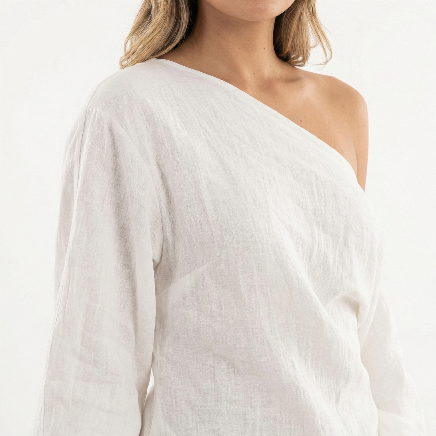 Vestido Mujer de Lino Asimétrico Ajustado
