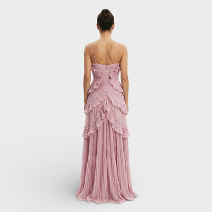 Vestido Largo Halter Plisado Mujer
