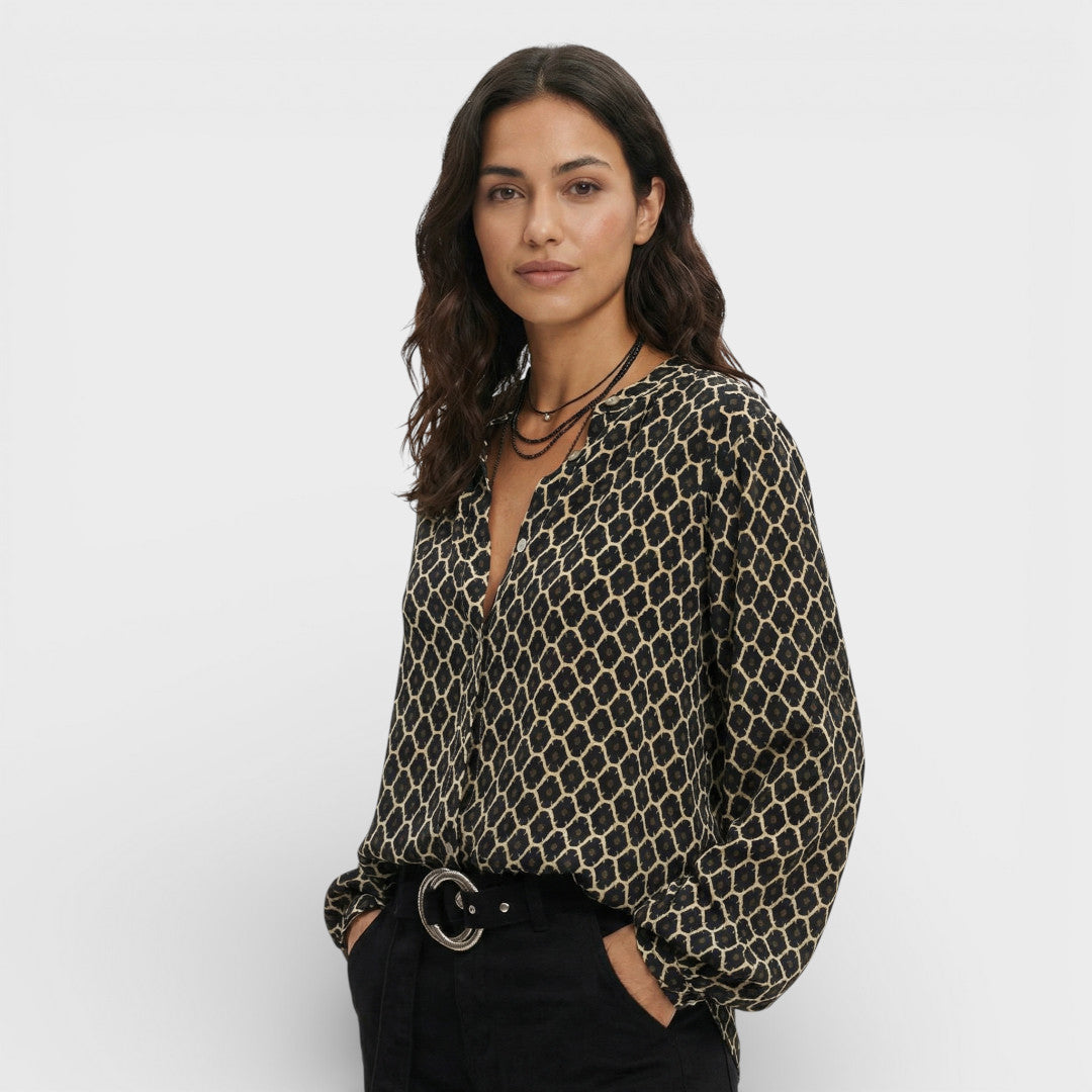 Blusa Mujer Fluida Escote en V