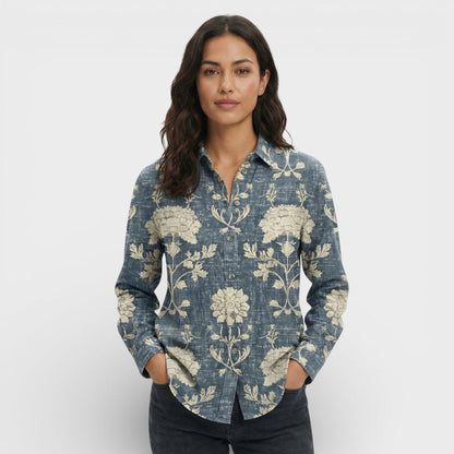 Camisa Mujer Algodón Botones Cuello Clásico