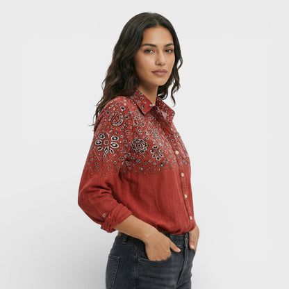 Camisa Mujer Algodón Botones Cuello Clásico
