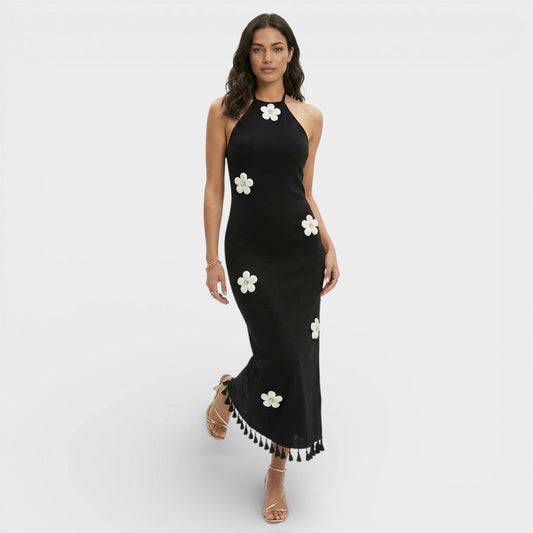 Vestido Mini Mujer de Tela Floral Cuello Alto - Mavetta