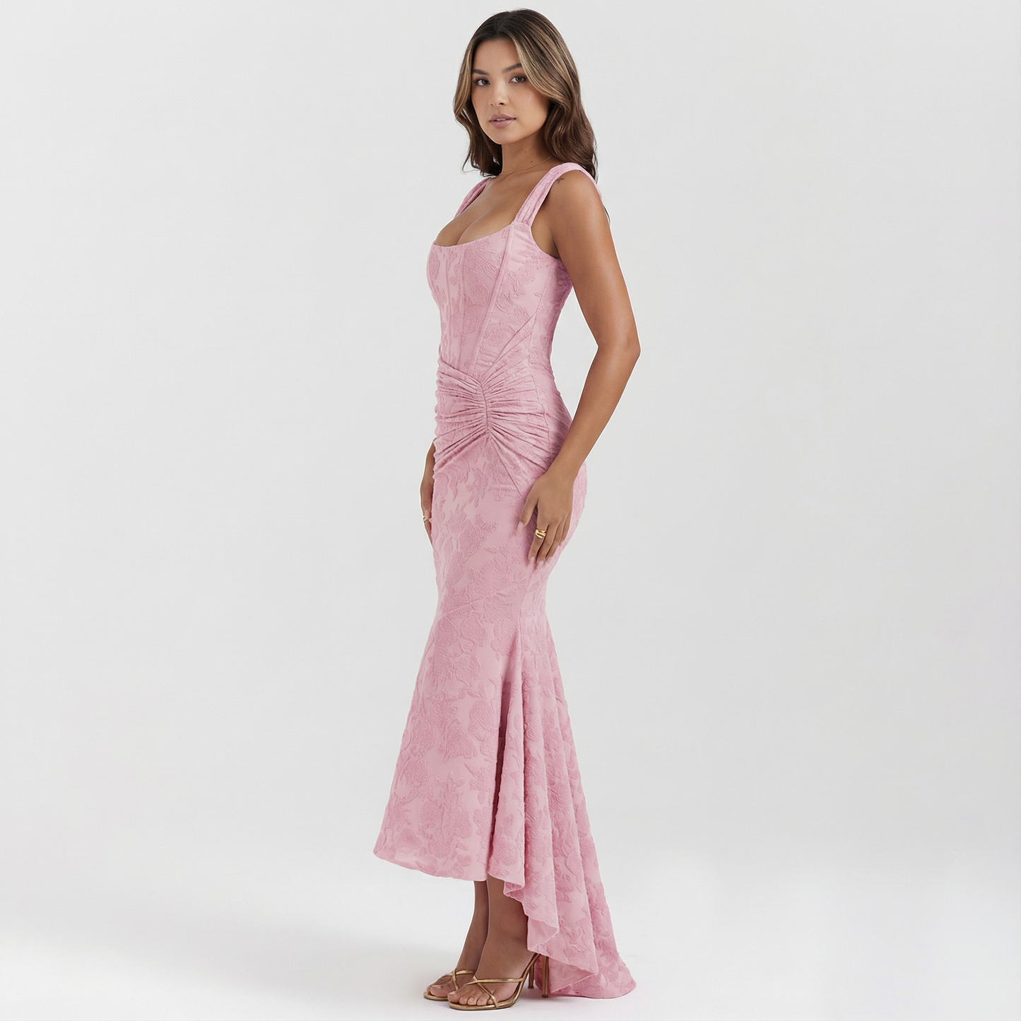 Vestido Largo Mujer Floral Silueta Fluida Sin Mangas