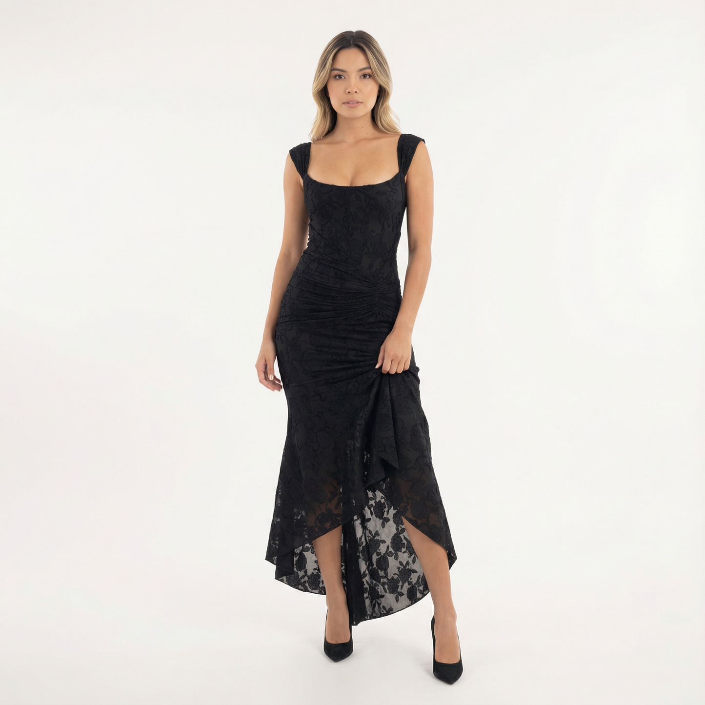 Vestido Largo Mujer Floral Silueta Fluida Sin Mangas