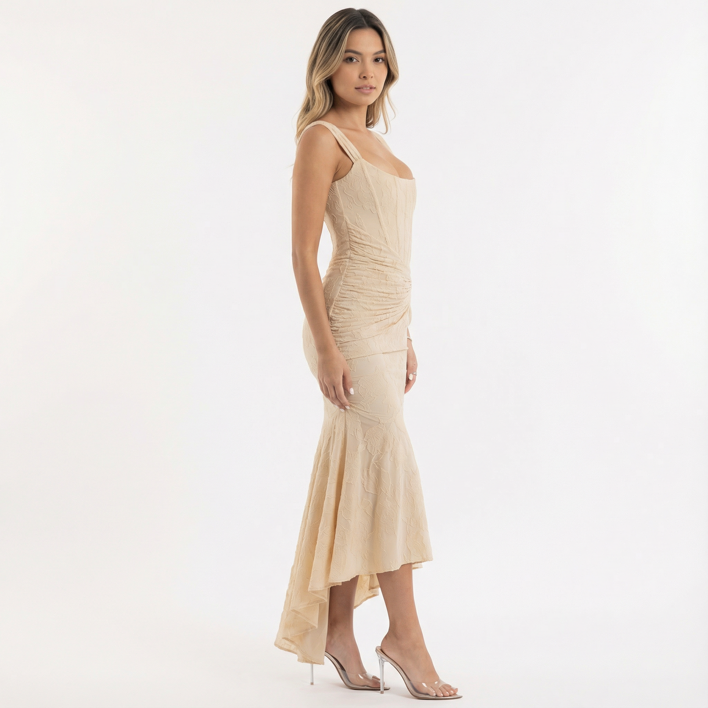 Vestido Largo Mujer Floral Silueta Fluida Sin Mangas