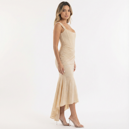 Vestido Largo Mujer Floral Silueta Fluida Sin Mangas
