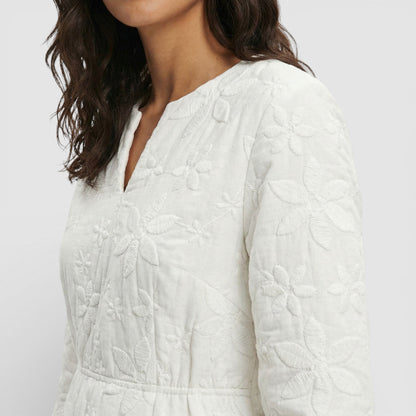 Vestido Midi Mujer Bordado Floral Ajuste Regular